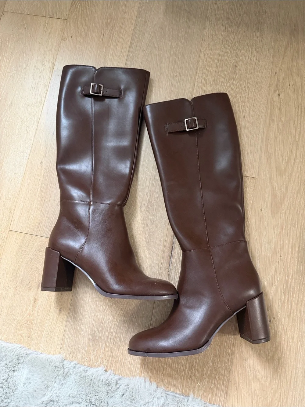 DSW Dark Brown Knee-High Block Heel Riding Boots